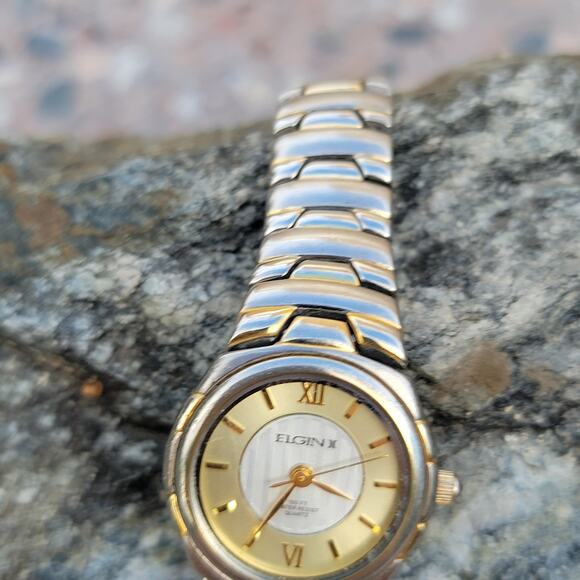 Vintage Watches Elgin EL7018 Two Tone Roman Dial Expansion Band Quartz - Picture 4 of 10